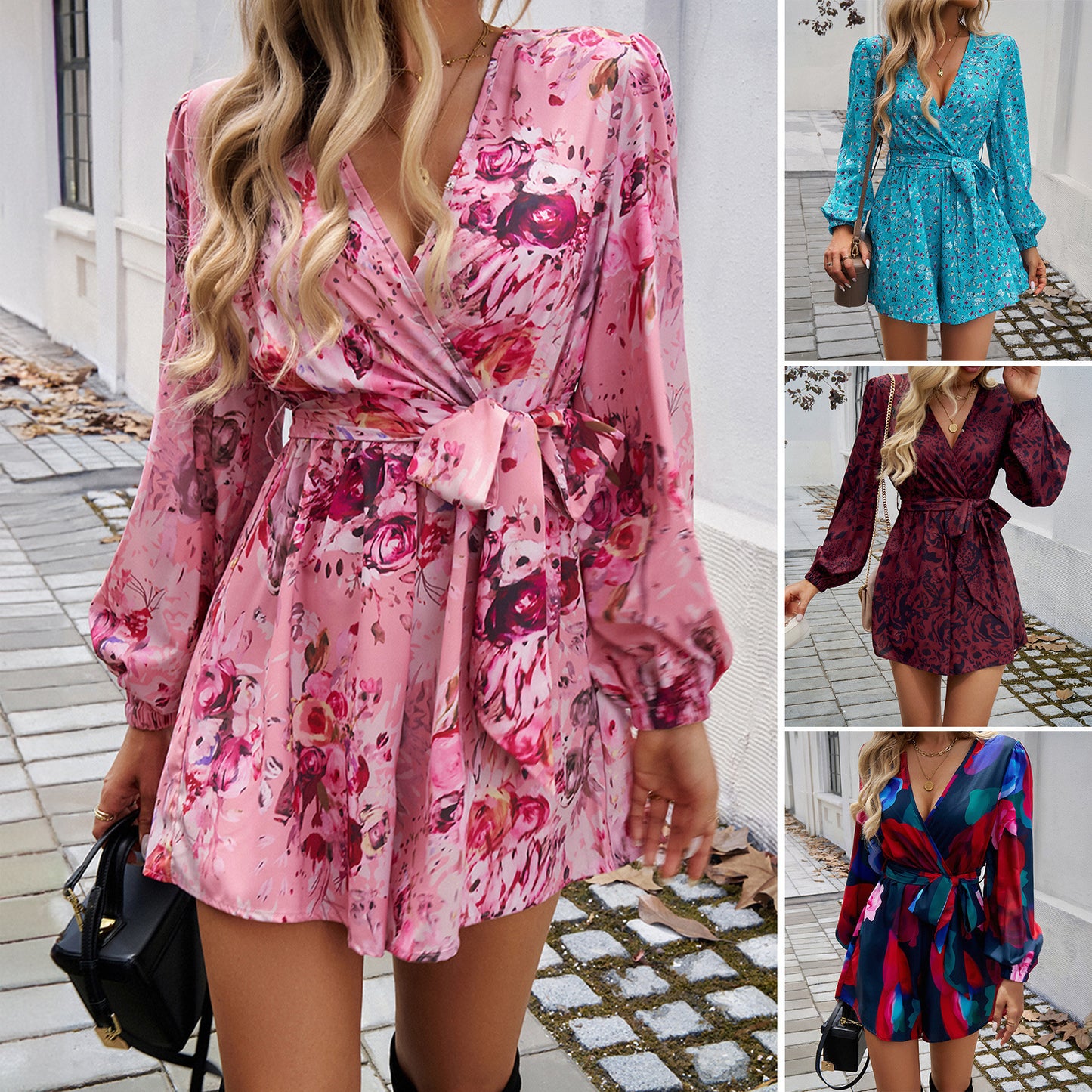Pulse94 - Blumenkleid mit V-Ausscnitt